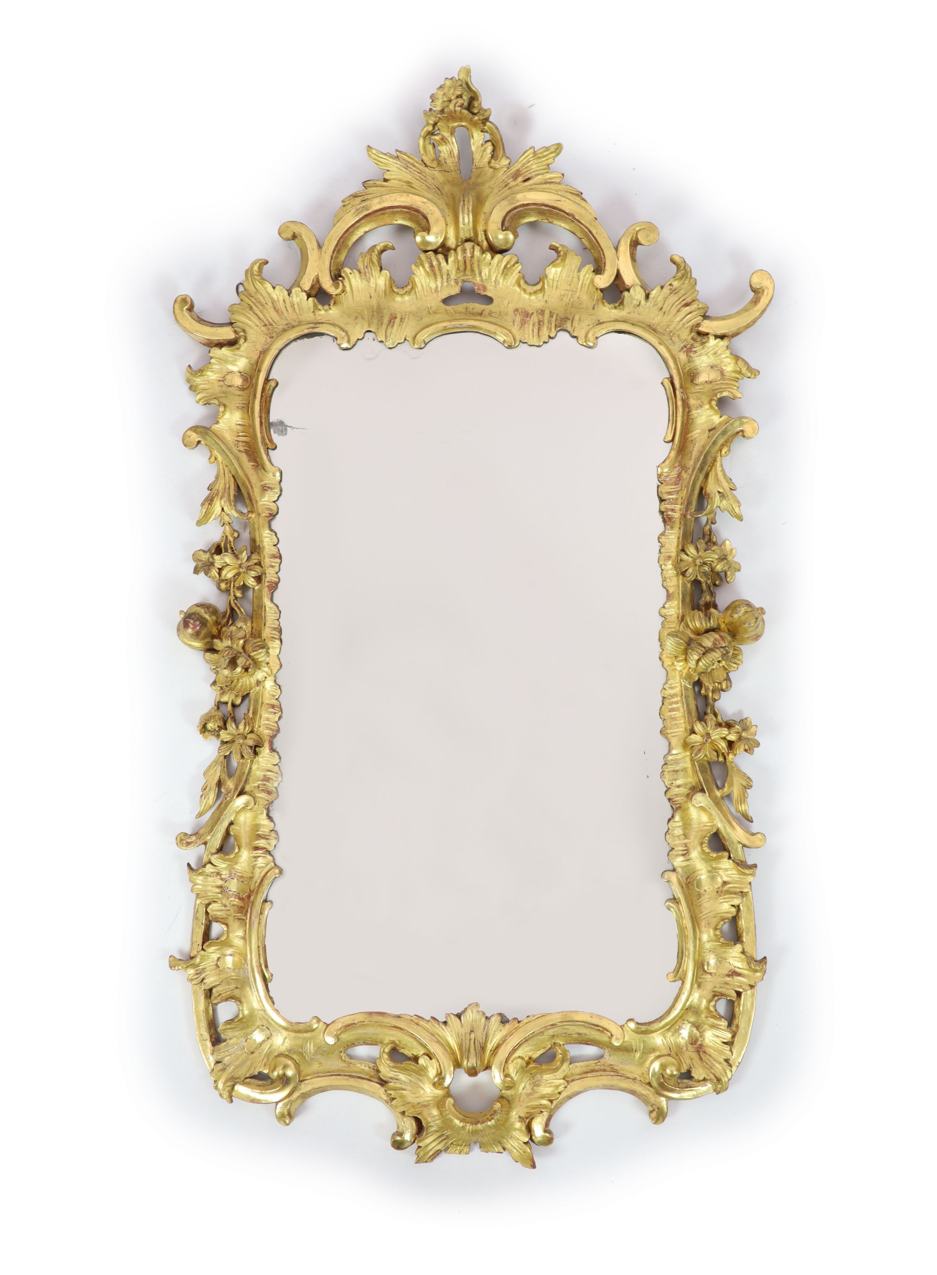 A George III carved giltwood wall mirror, W.67cm H.116cm
